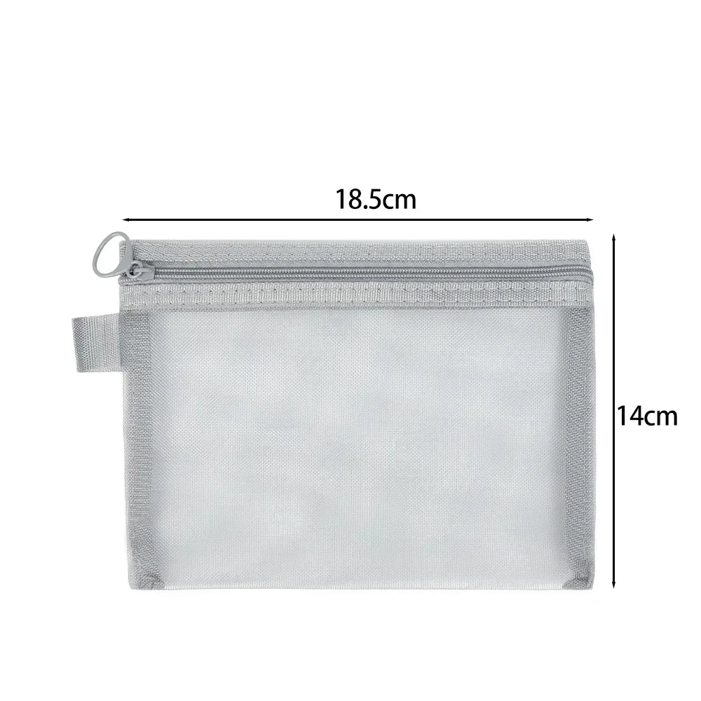 1/3PCS Black Mesh Clear Cosmetic Bag Set Portable Travel Makeup Toiletry Organizer Pouch Storage Case