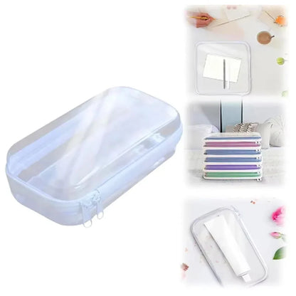 Plastic Zippered Storage Pouch — Stackable Waterproof Hard Case with Clear Shell