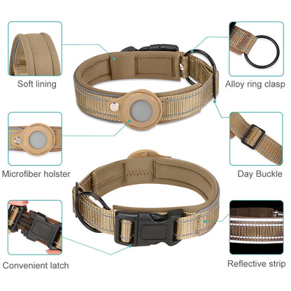 Reflective Padded AirTag Dog Collar – Integrated AirTag Holder for Small, Medium & Large Dogs