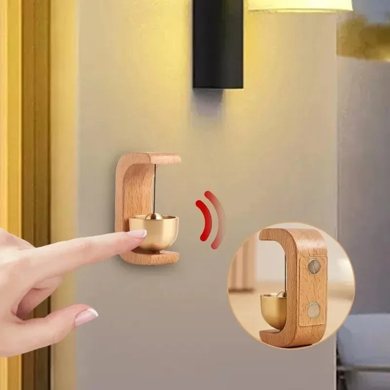 Wireless Doorbell with Solid Wooden Design - Magnetic Brass Wind Chimes, Jingle Bell Pendant for Entrance & Home Decor
