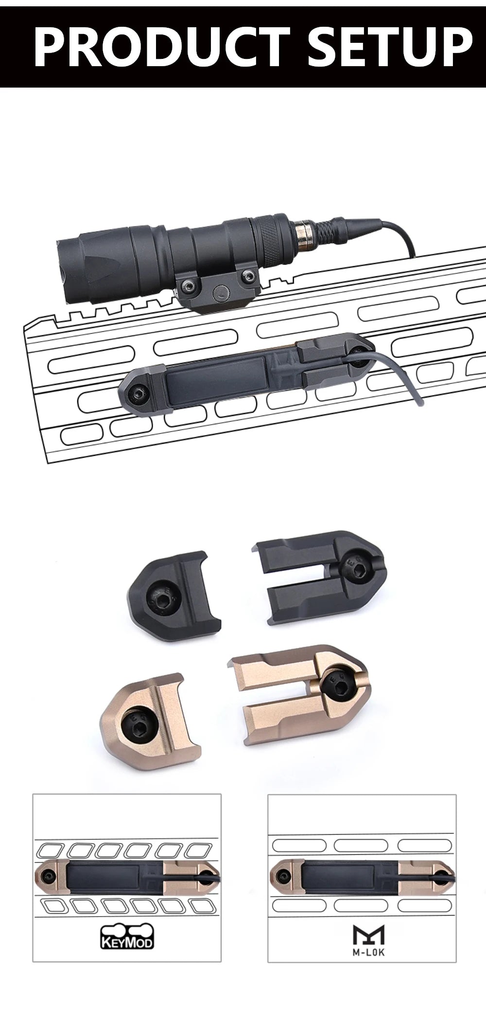 Tactical Surefire M600 Airsoft LED Flashlight – 5 Switch Styles, 20mm Rail Mount