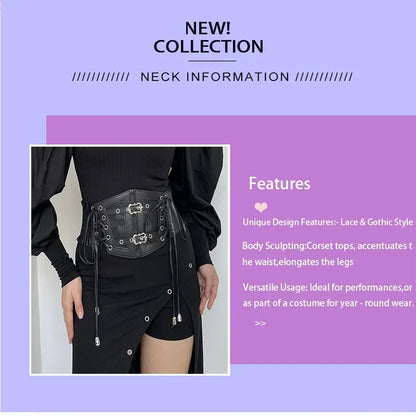 Retro Gothic Corset Belt - Elastic Lace Pin Buckle Waist Belt for Women's Dresses & Shirts