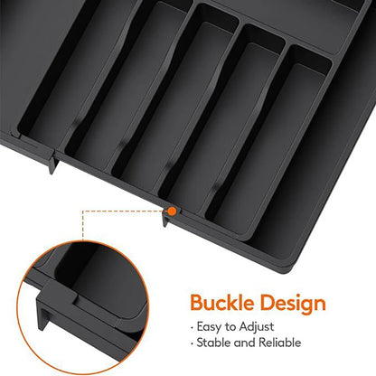 Expandable Adjustable Cutlery Drawer Organizer – Kitchen Utensil Tray with Compartments and Flatware Divider