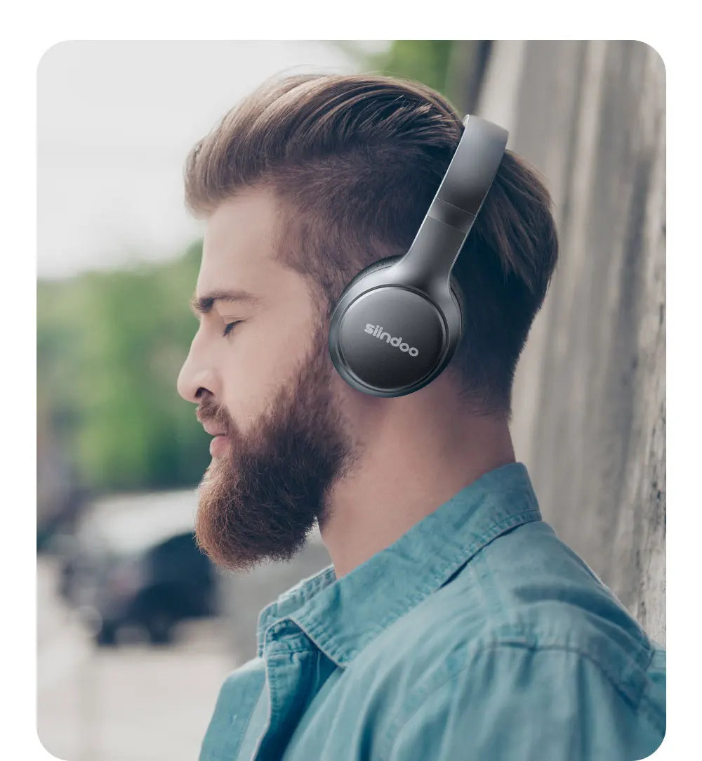 Siindoo JH919 Wireless Bluetooth Headphones - Foldable Stereo Earphones, Super Bass, Noise Reduction Mic for Laptop, PC, TV