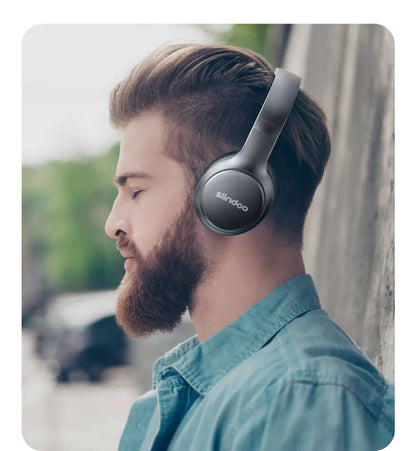 Siindoo JH919 Wireless Bluetooth Headphones - Foldable Stereo Earphones, Super Bass, Noise Reduction Mic for Laptop, PC, TV