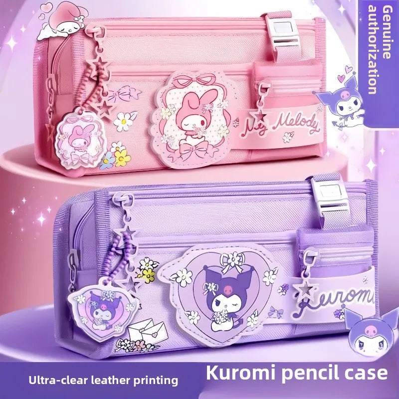 Sanrio Kuromi Pencil Case – Large Capacity Cartoon Stationery Box for Children, Wholesale