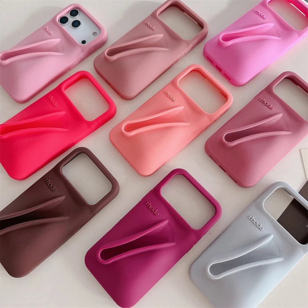 Gray Toast Ribbon iPhone Case - Rhode Style Silicone Cover for iPhone 17 Pro Max Air 16 15 14 13 12 Plus