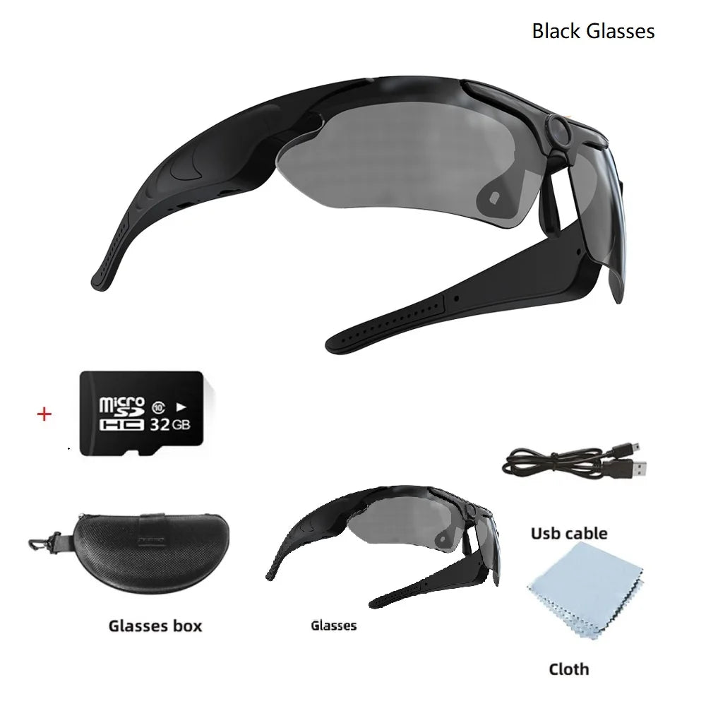 HD 1080P Mini Glasses Camera – Outdoor Bicycle, Motorcycle Security, Polarized Lens Sunglasses with Video Camera Sports Cam