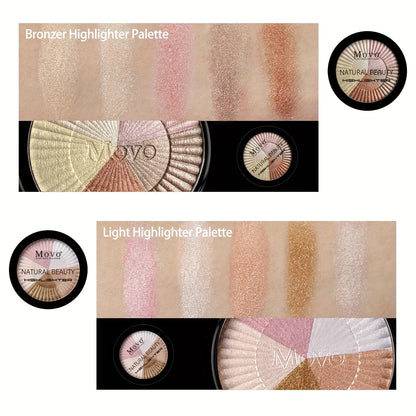 5 Color Highlighter Powder Makeup Palette – Shimmer Glitter High-Pigment Face Illuminator, Ideal Gift