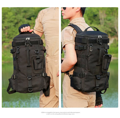 Tactical Fishing Backpack – Multifunctional Tackle Bag with Rod Holders, Molle Storage for Fishing, Camping & Hiking