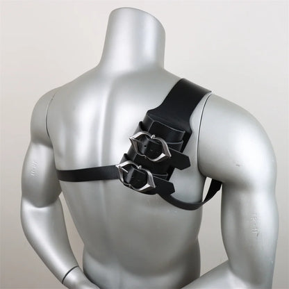 Medieval Sword Shoulder Double Back Scabbard - PU Leather Rapier Sheath with Buckle Strap for Viking Knight Cosplay