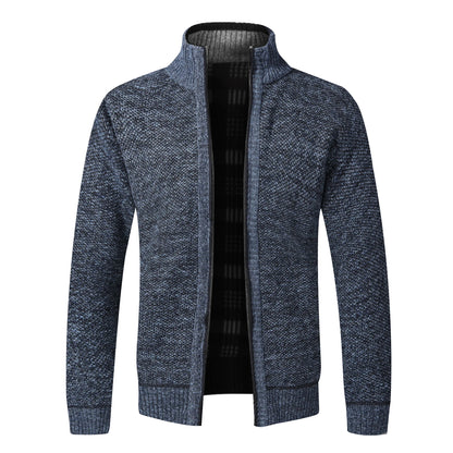 Men's Warm Fleece Cardigan Sweater - Full Zip Slim Fit Knitted Winter Jacket Coat