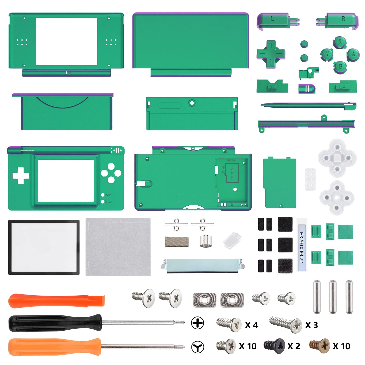 eXtremeRate Replacement Full Housing Shell for Nintendo DS Lite – Case Cover with Buttons & Screen Lens for NDSL
