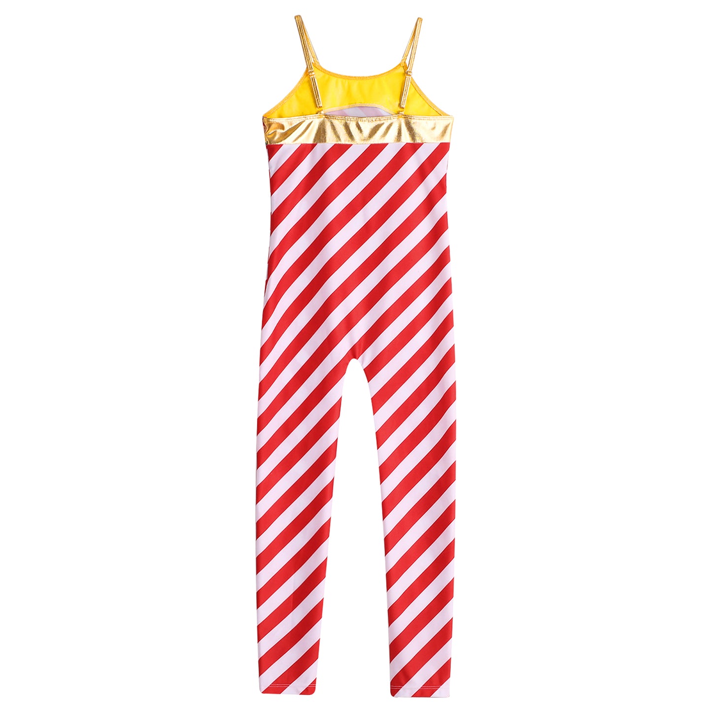 Kids Candy Cane Striped Christmas Tutu Leotard — Sequined Santa Bodysuit for Ballet & Gymnastics