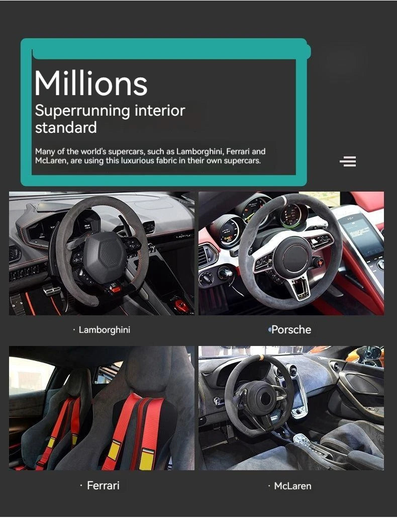 All-Season Suede Steering Wheel Cover — Ultra-Thin, Non-Slip, Breathable for Round & D-Shaped Wheels