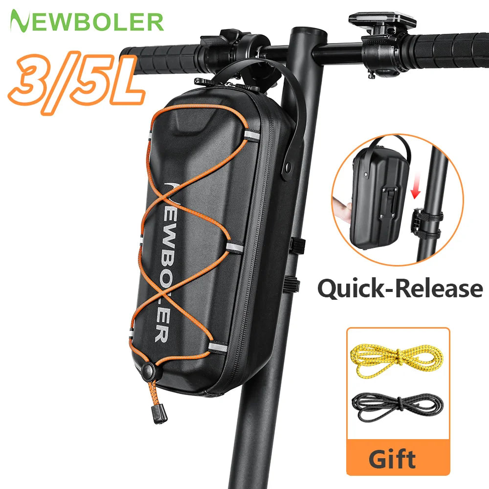 NEWBOLER Electric Scooter Storage Bag - 3L/5L EVA Hard Shell Hanging Bag with Quick Release for Folding Bikes & Scooters