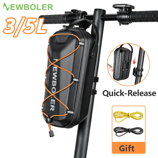 NEWBOLER Electric Scooter Storage Bag - 3L/5L EVA Hard Shell Hanging Bag with Quick Release for Folding Bikes & Scooters
