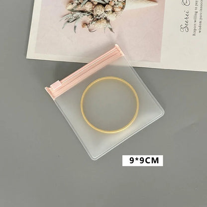 50PCS Small Pink Zipper Jewelry Pouches — Frosted Storage Bags for Accessories, Charms, Beads, Gift & Retail Display