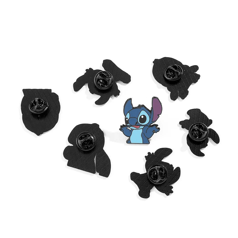 7 Pcs Lilo & Stitch Enamel Pins Set | Creative Stitch Brooches for Backpacks, Clothing & Accessories
