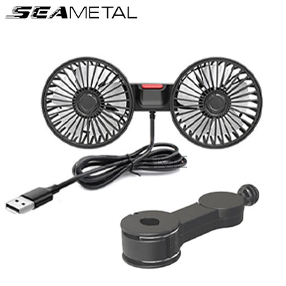 SEAMETAL 3-Speed Car Seat Back Cooling Fan - USB Charge Dual Head Fan with 360 Degree Rotation - Neck Cooler for Summer Car Accessories