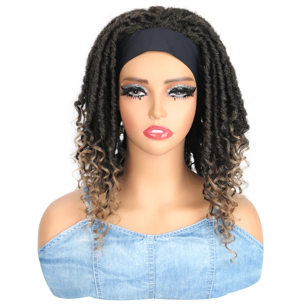 Synthetic Afro Dreadlock Headband Wig – Ombre Color Crochet Hair Wig, Low-Heat Fiber