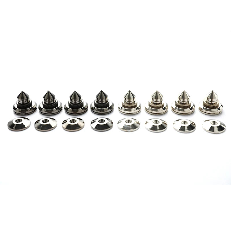 4PCS Speaker Stand Feet Pads — 30x27mm Pure Copper/Silver Spikes for Loudspeaker Boxes with M28x26 Nails