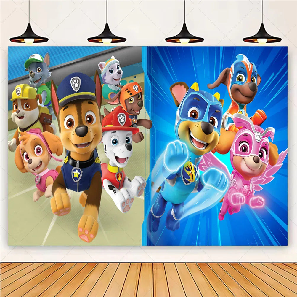 PAW Patrol Cartoon Puppy Birthday Party Backdrop – Animation Theme Decoration Background for Kids Party & Baby Shower Supplies Gift
