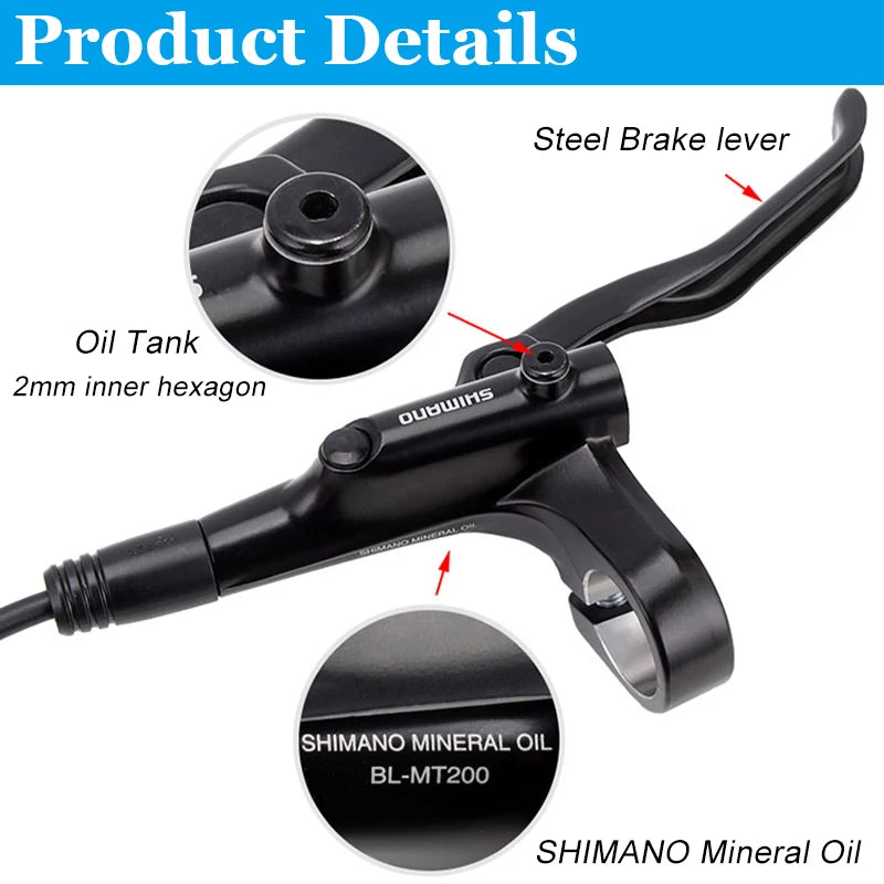 Original Shimano MT200 MTB Hydraulic Disc Brake | MT200 Brakes 2 Piston 3 Finger Steel Lever BL-MT200 | Mountain Bike Essential