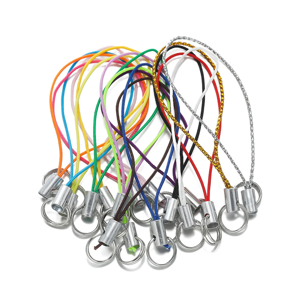 20/50pcs Polyester Lanyard Cord - Double Jump Ring Rope for Keychains, Phone Straps, DIY Crafts & Jewelry Making