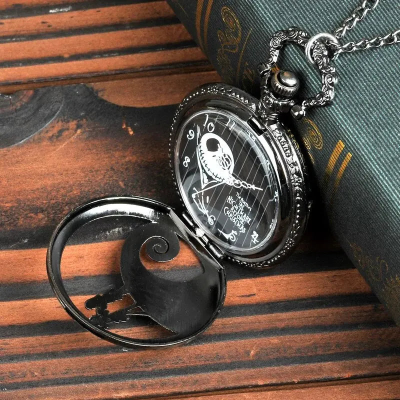 Fashion Skeleton Quartz Pocket Watch with Chain Necklace - Vintage Pendant Clock for Men & Women
