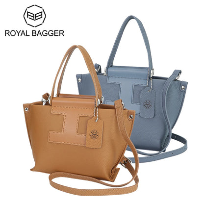 Royal Bagger Top-Handle Genuine Leather Handbag for Women – Trendy Casual Crossbody Bag with Adjustable Shoulder Strap 1859