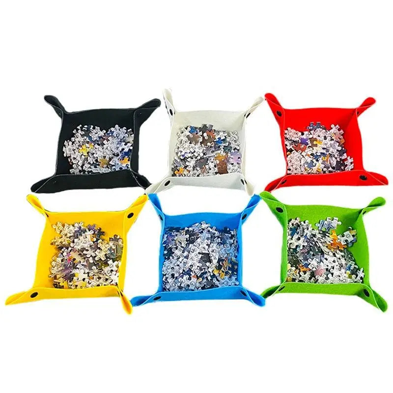 6-Color Jigsaw Puzzle Disk Set – 1000 Pieces with Portable Storage Tray & Partition Pad for Kids & Adults