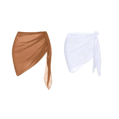Women's Summer Sarong Cover Up - Sheer Chiffon Beach Wrap Short Skirt for Bikini & Swimwear