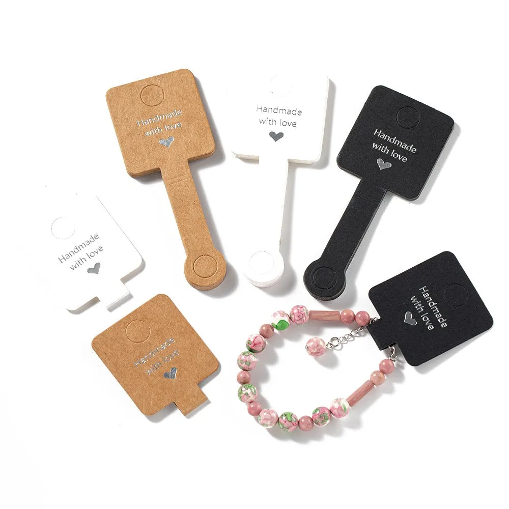 50PCS Self-Adhesive Display Card — 4x10cm Price Tags for Bracelets, Keychains & Jewelry Packaging, Small Business Labels