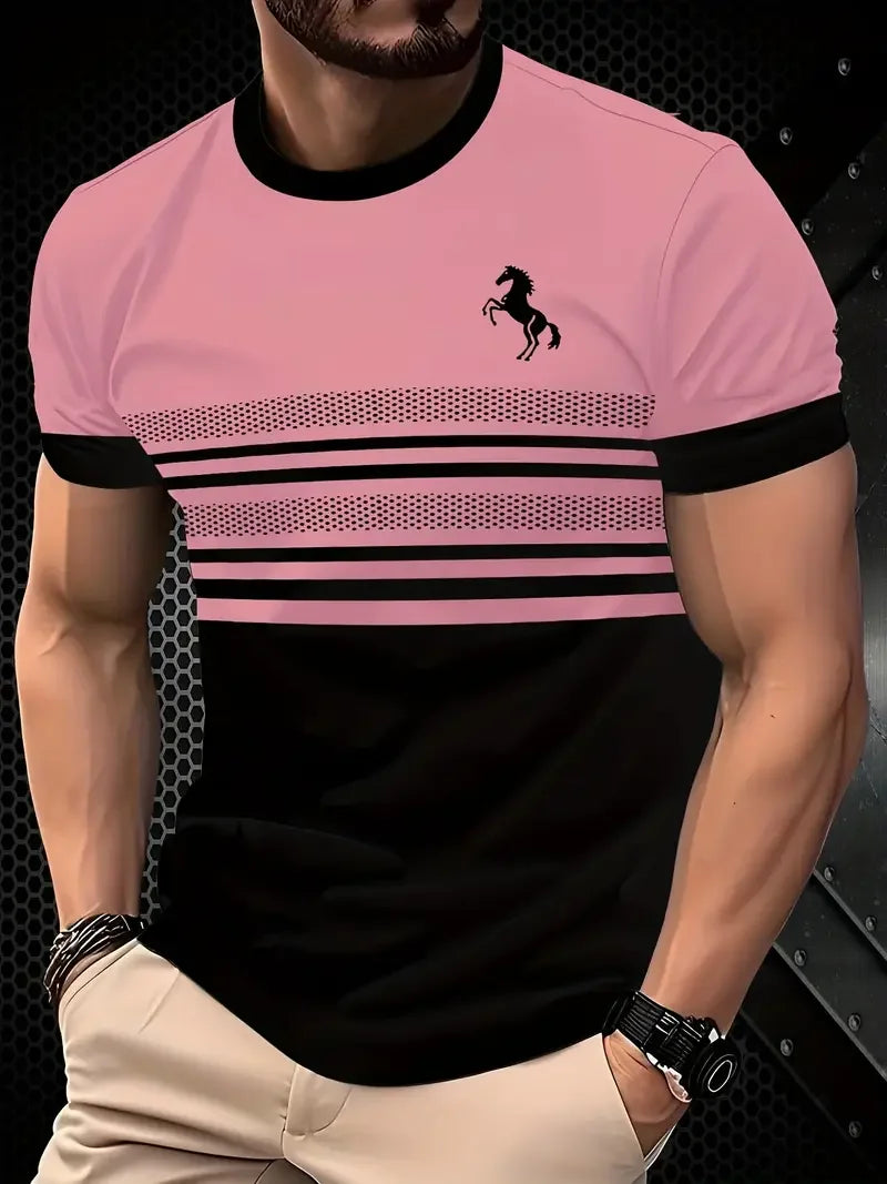 Men’s 3D Printed Sports T-Shirt - Breathable Round Neck Polyester Casual Summer Tee Top
