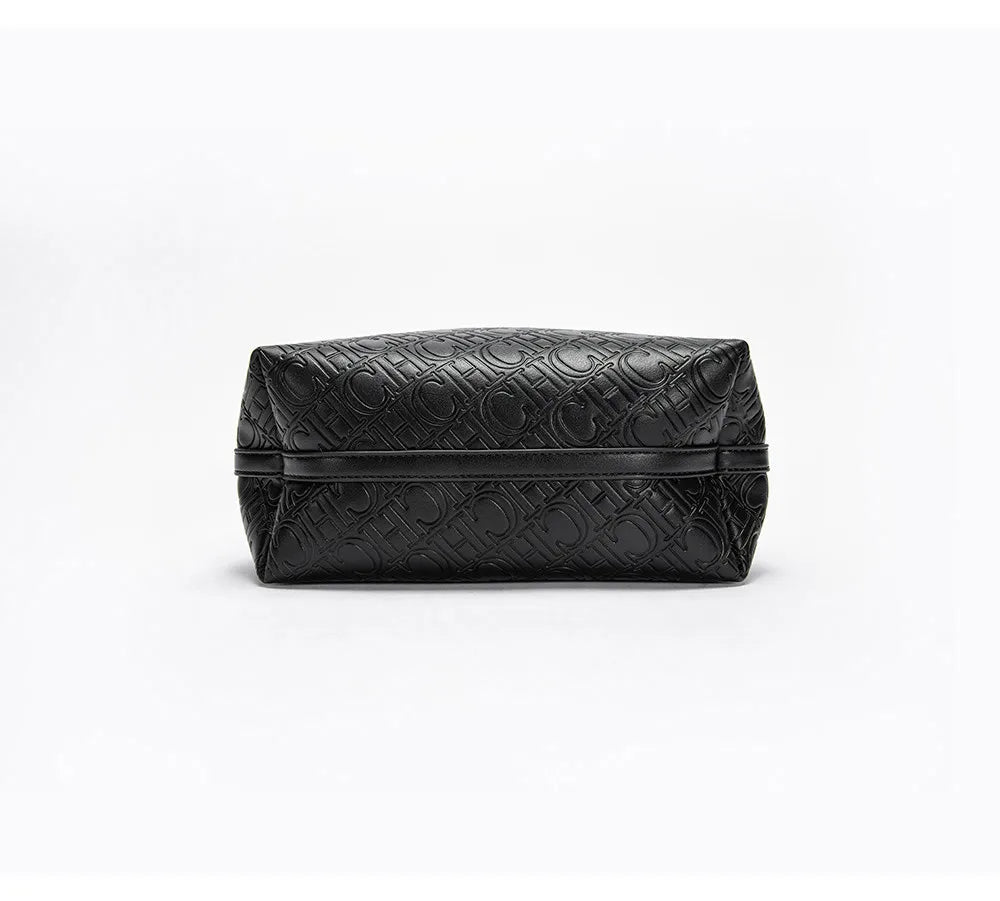 CH Fashion Women’s Shoulder Bag – Large Capacity Casual PU Leather Handbag with Embossed Letters