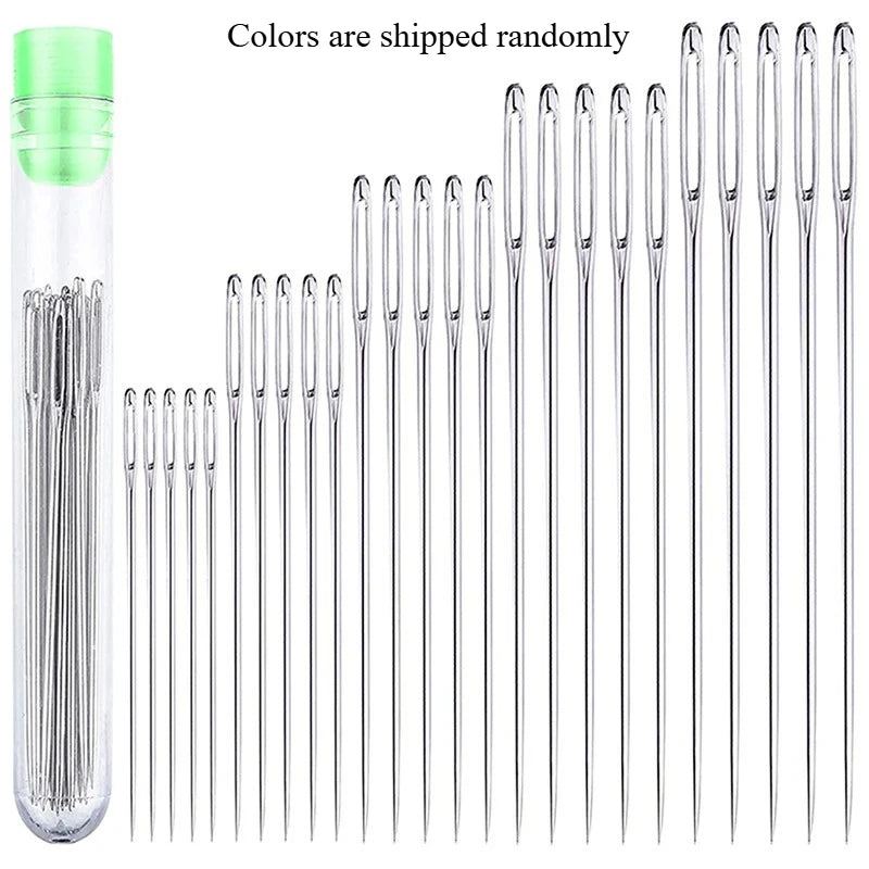 25Pcs Large Eye Stitching Sewing Needles Set – Stainless Steel Hand Sewing Tools for Leather, Yarn, Knitting & DIY Crafting Projects