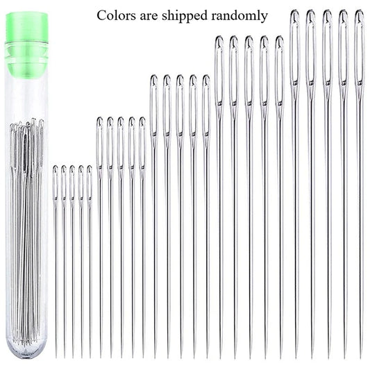 25Pcs Large Eye Stitching Sewing Needles Set – Stainless Steel Hand Sewing Tools for Leather, Yarn, Knitting & DIY Crafting Projects