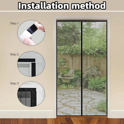 New No-Punch Magnetic Screen Door Curtain - Automatic Closing Anti-Mosquito Insect Fly Bug Protection for Household Ventilation