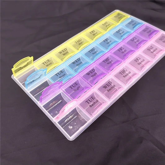 Weekly Pill Organizer Box – 2/3/4 Row Medicine Storage Container with Compartments for 7 Days