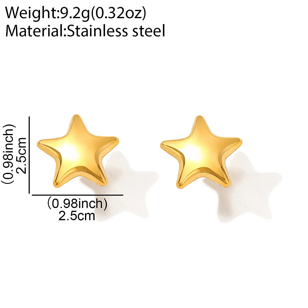 Stainless Steel Star Stud Earrings — Exquisite Sparkling Fairy Jewelry for Women, Ornate Texture, Perfect Gift for Best Friend