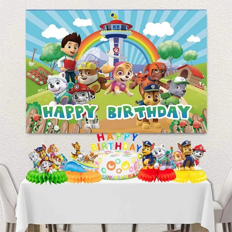 9Pcs Paw Patrol Honeycomb Table Top Decorations – Jungle Birthday Party Decor Set for Kids & Baby Shower Supplies