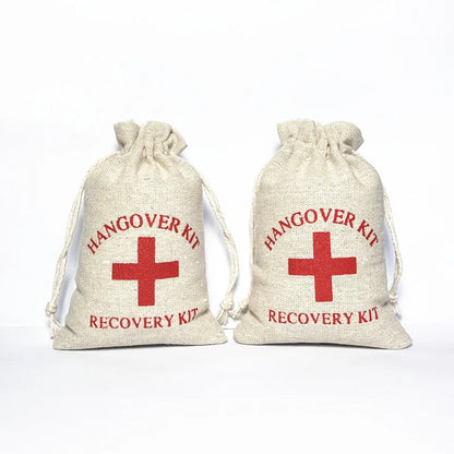2100PCS Christmas Party Wake-Up Bags – Cotton Linen Storage & Gift Bags for First Aid, Red Cross Hangover Kits
