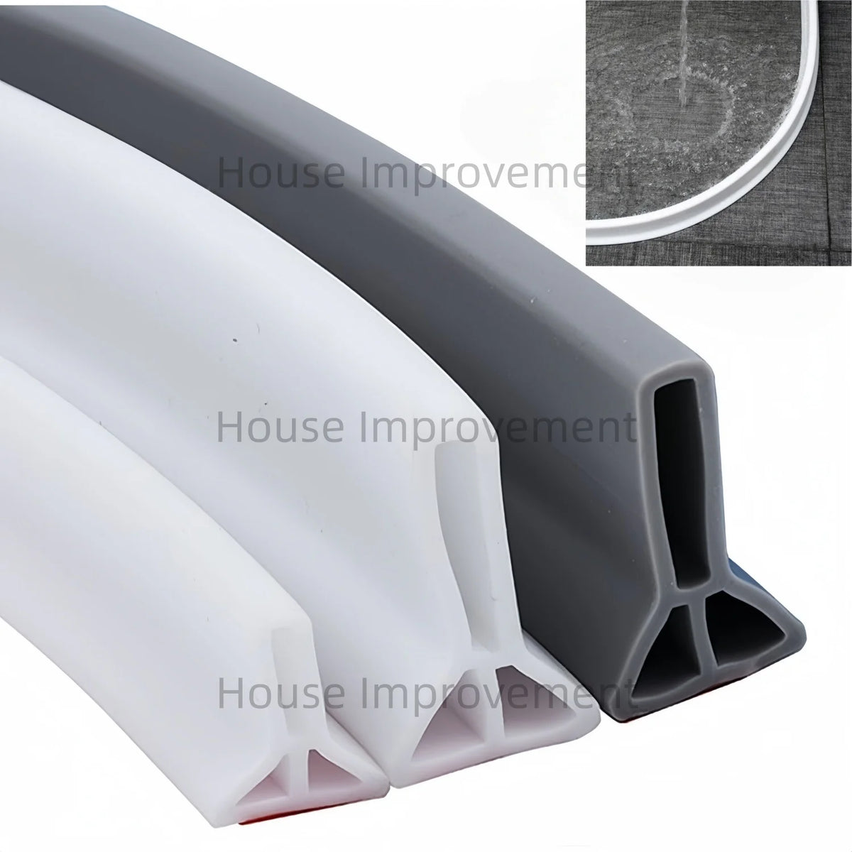 Collapsible Silicone Shower Water Barrier - Self-Adhesive Bendable Splash Guard and Waterproof Threshold Strip