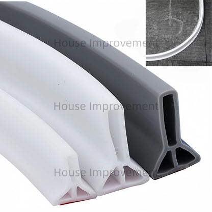 Collapsible Silicone Shower Water Barrier - Self-Adhesive Bendable Splash Guard and Waterproof Threshold Strip