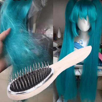 Wig Brush & Steel Comb - Professional Anti-Static Detangling Tool for Hair Extensions