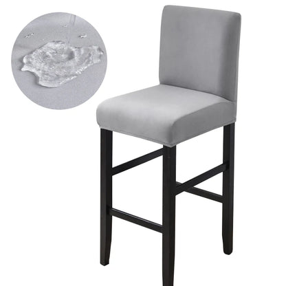Waterproof Bar Stool Covers - Stretch Short Back Chair Protector Covers for Kitchen Dining Room Cafe Counter Height Seats