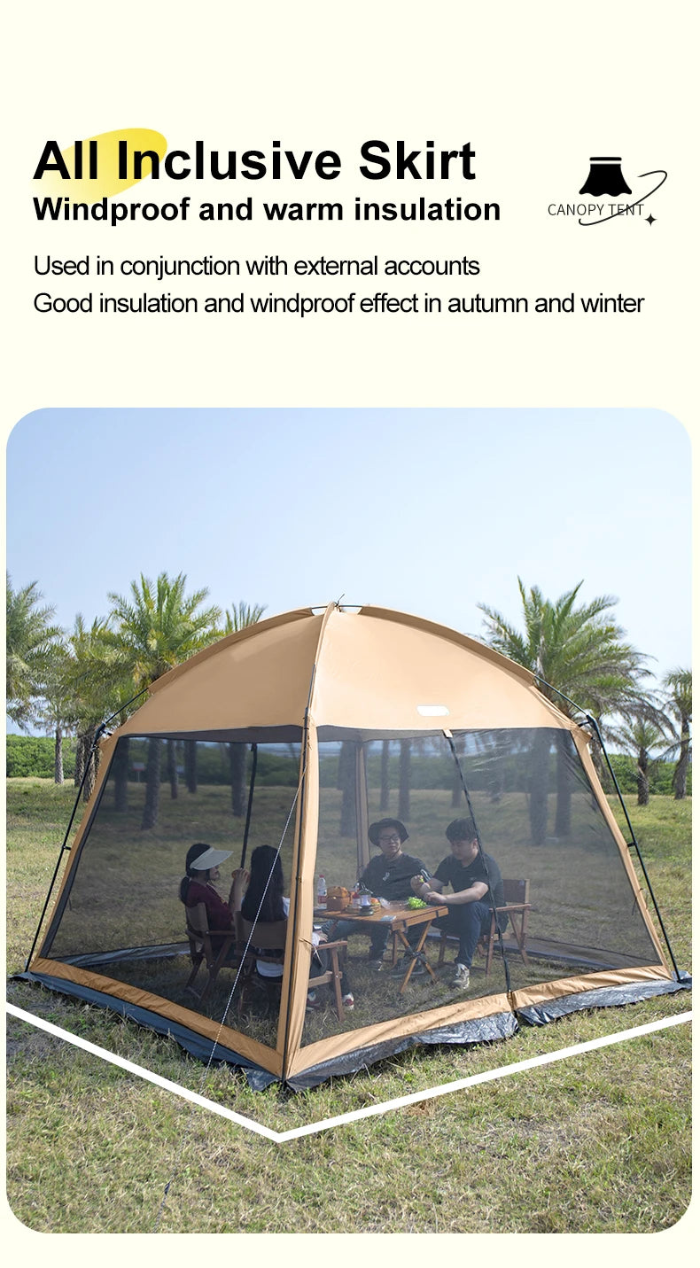 Outdoor Camping Mesh Tent – Rainproof, Sunscreen, Mosquito-Proof, Picnic & Beach Sunshade for 10 People