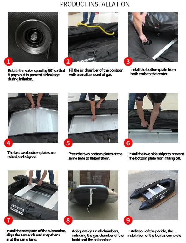 1.2mm Thickened PVC Assault Boats – V-Shape Keel Inflatable Fishing Boat Set with Alloy Bottoms (230-380cm)