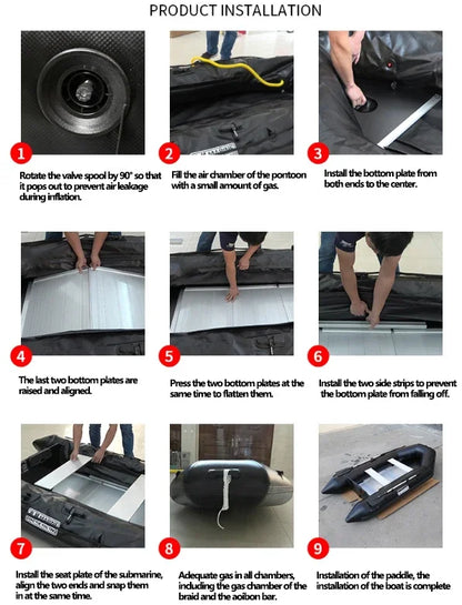 1.2mm Thickened PVC Assault Boats – V-Shape Keel Inflatable Fishing Boat Set with Alloy Bottoms (230-380cm)